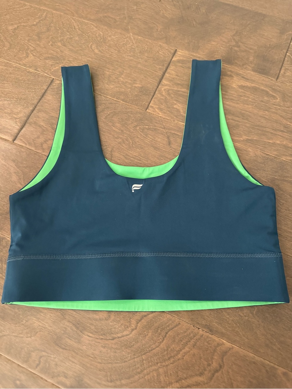 Reversible Scoop Sports Bra in Teal with Lime Lining